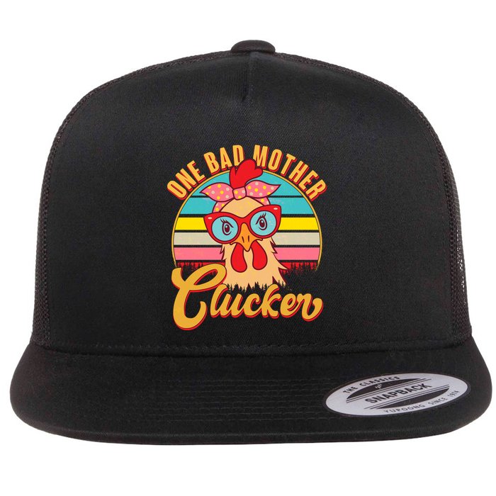 Funny Retro Mothers Day One Bad Mother Clucker Chicken Flatbill Hat