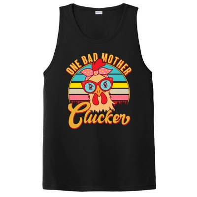 Funny Retro Mothers Day One Bad Mother Clucker Chicken PosiCharge Competitor Tank