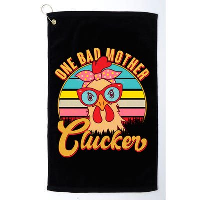 Funny Retro Mothers Day One Bad Mother Clucker Chicken Golf Towel
