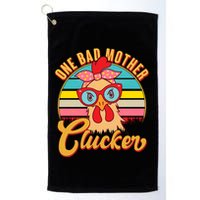 Funny Retro Mothers Day One Bad Mother Clucker Chicken Golf Towel
