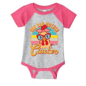 Funny Retro Mothers Day One Bad Mother Clucker Chicken Infant Baby Jersey Bodysuit