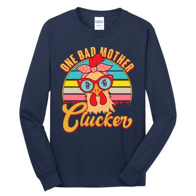 Funny Retro Mothers Day One Bad Mother Clucker Chicken Tall Long Sleeve T-Shirt