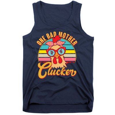 Funny Retro Mothers Day One Bad Mother Clucker Chicken Tank Top