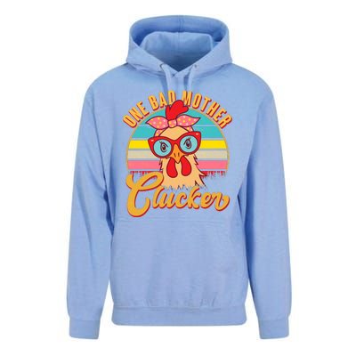 Funny Retro Mothers Day One Bad Mother Clucker Chicken Unisex Surf Hoodie