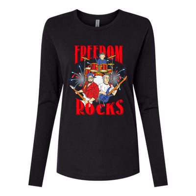 Freedom Rocks Musician Band Members Singer Rock And Roll Gift Womens Cotton Relaxed Long Sleeve T-Shirt