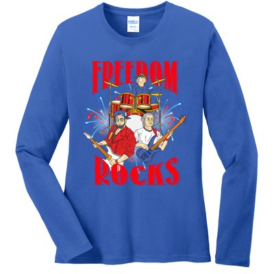 Freedom Rocks Musician Band Members Singer Rock And Roll Gift Ladies Long Sleeve Shirt