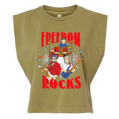 Freedom Rocks Musician Band Members Singer Rock And Roll Gift Garment-Dyed Women's Muscle Tee