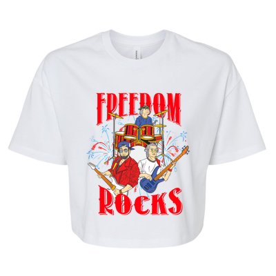 Freedom Rocks Musician Band Members Singer Rock And Roll Gift Bella+Canvas Jersey Crop Tee