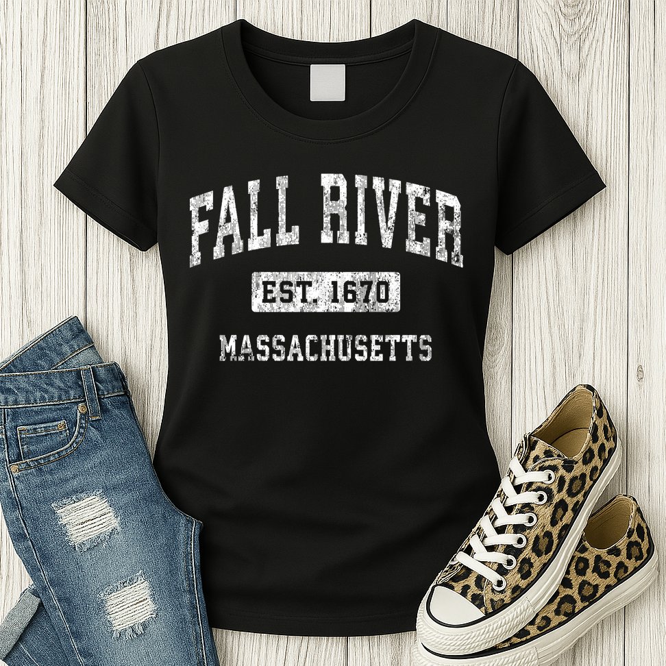 Fall River Massachusetts Ma Vintage Established Sports Womens T-Shirt