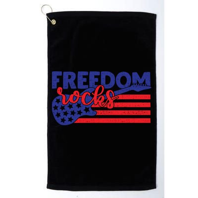 Freedom Rocks Musician Guitarisgift American 4th Of July Gift Golf Towel