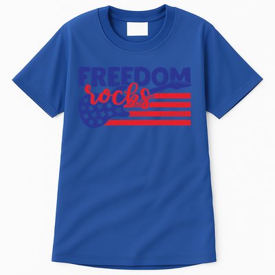 Freedom Rocks Musician Guitarisgift American 4th Of July Gift Tall T-Shirt
