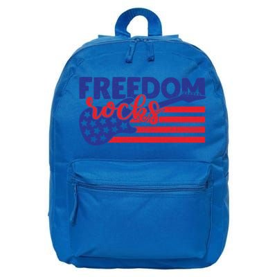 Freedom Rocks Musician Guitarisgift American 4th Of July Gift 16 in Basic Backpack