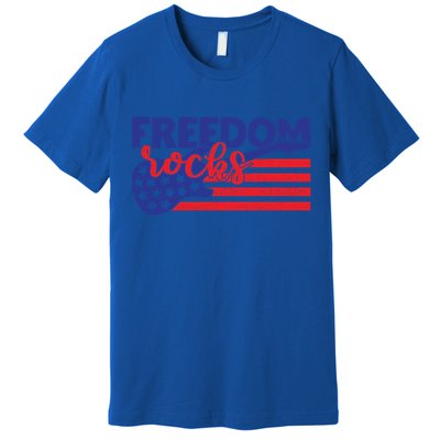 Freedom Rocks Musician Guitarisgift American 4th Of July Gift Premium T-Shirt