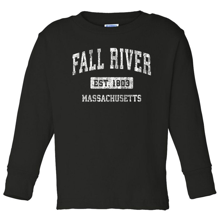 Fall River Massachusetts Ma Vintage Sports Established Toddler Long Sleeve Shirt