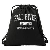 Fall River Massachusetts Ma Vintage Sports Established Drawstring Bag