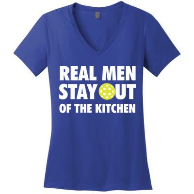 Funny Real Men Stay Out Of The Kitchen Pickleball Women's V-Neck T-Shirt