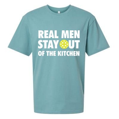 Funny Real Men Stay Out Of The Kitchen Pickleball Sueded Cloud Jersey T-Shirt