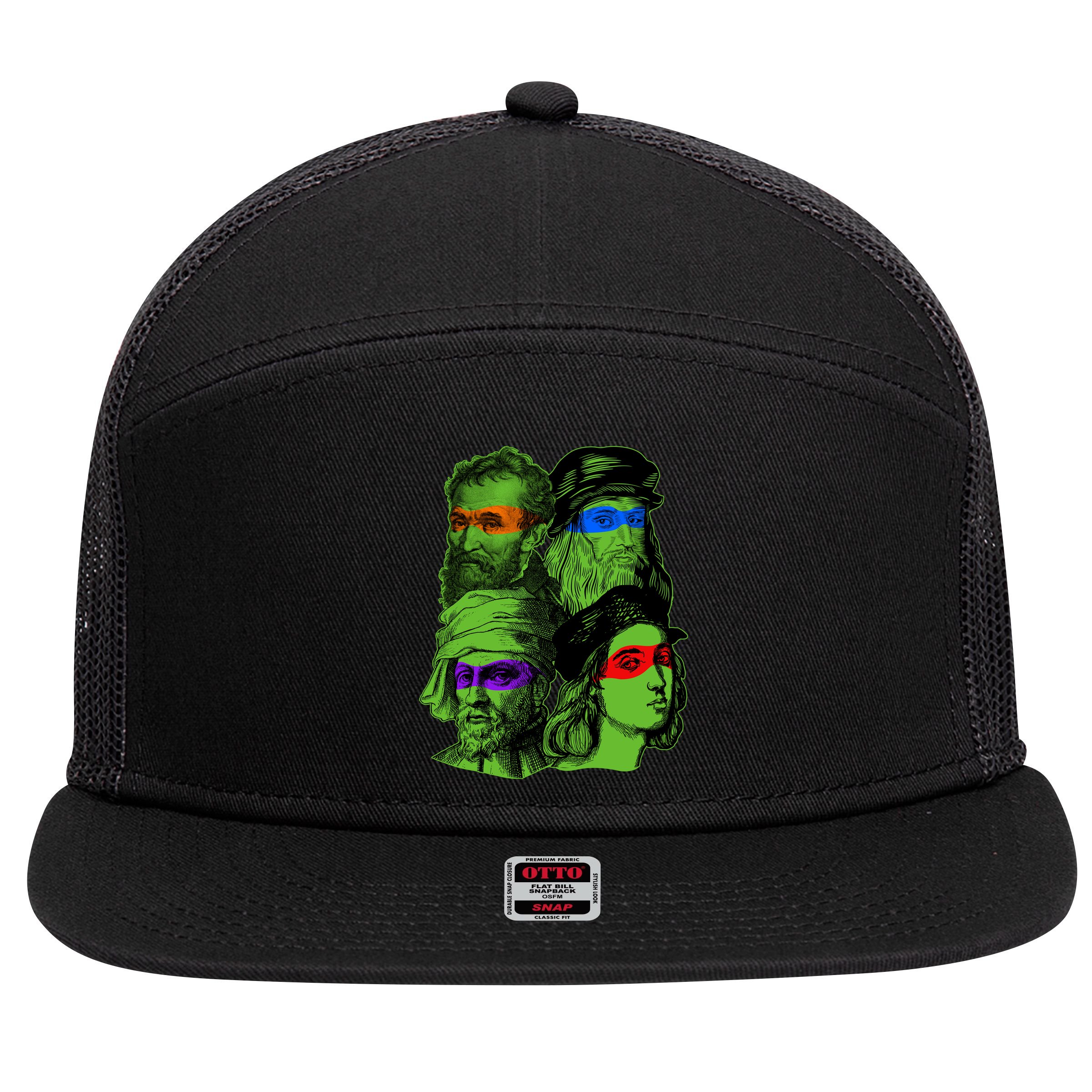 Funny Renaissance Ninja Painters 7 Panel Mesh Trucker Snapback Hat