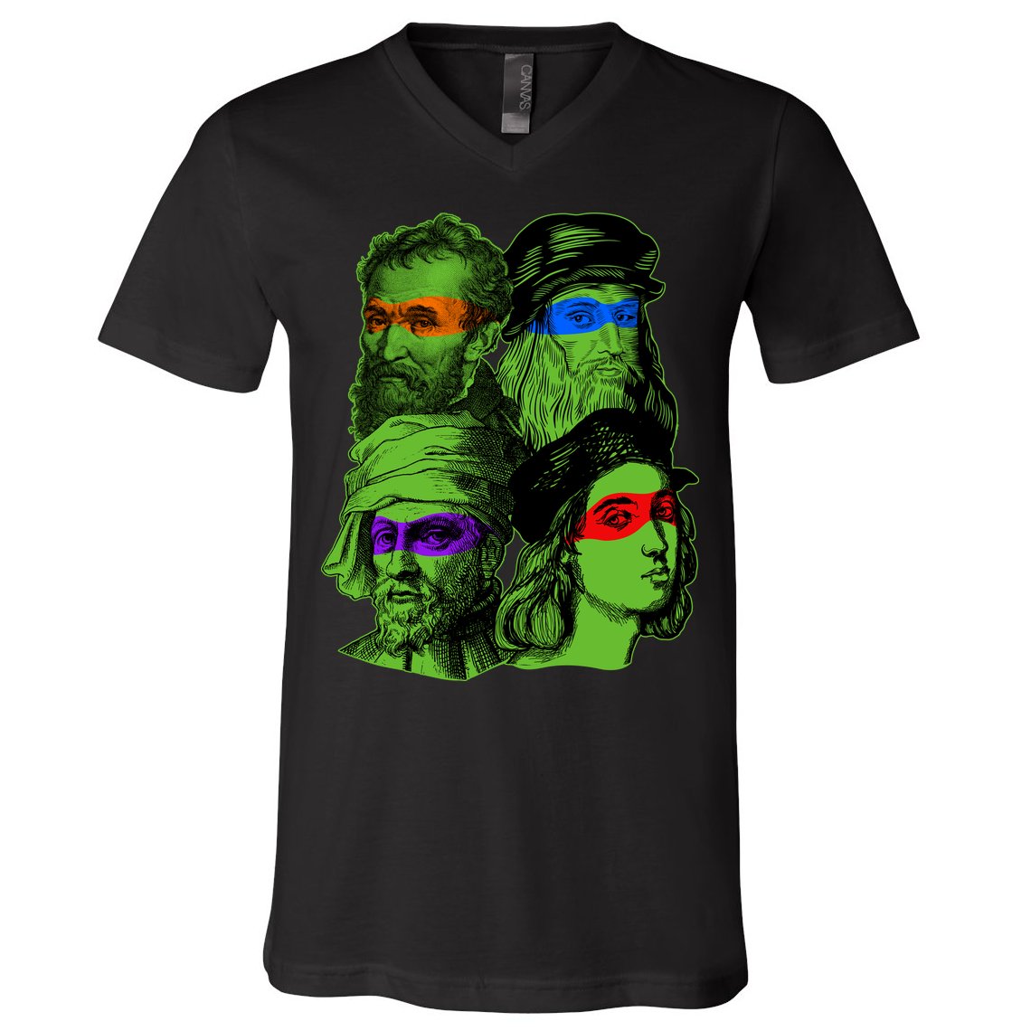 Funny Renaissance Ninja Painters V-Neck T-Shirt