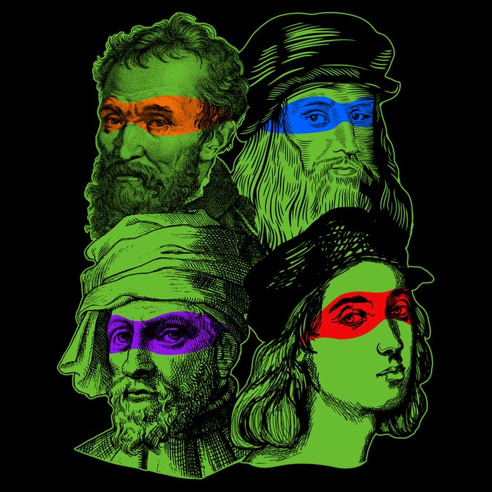Funny Renaissance Ninja Painters V-Neck T-Shirt