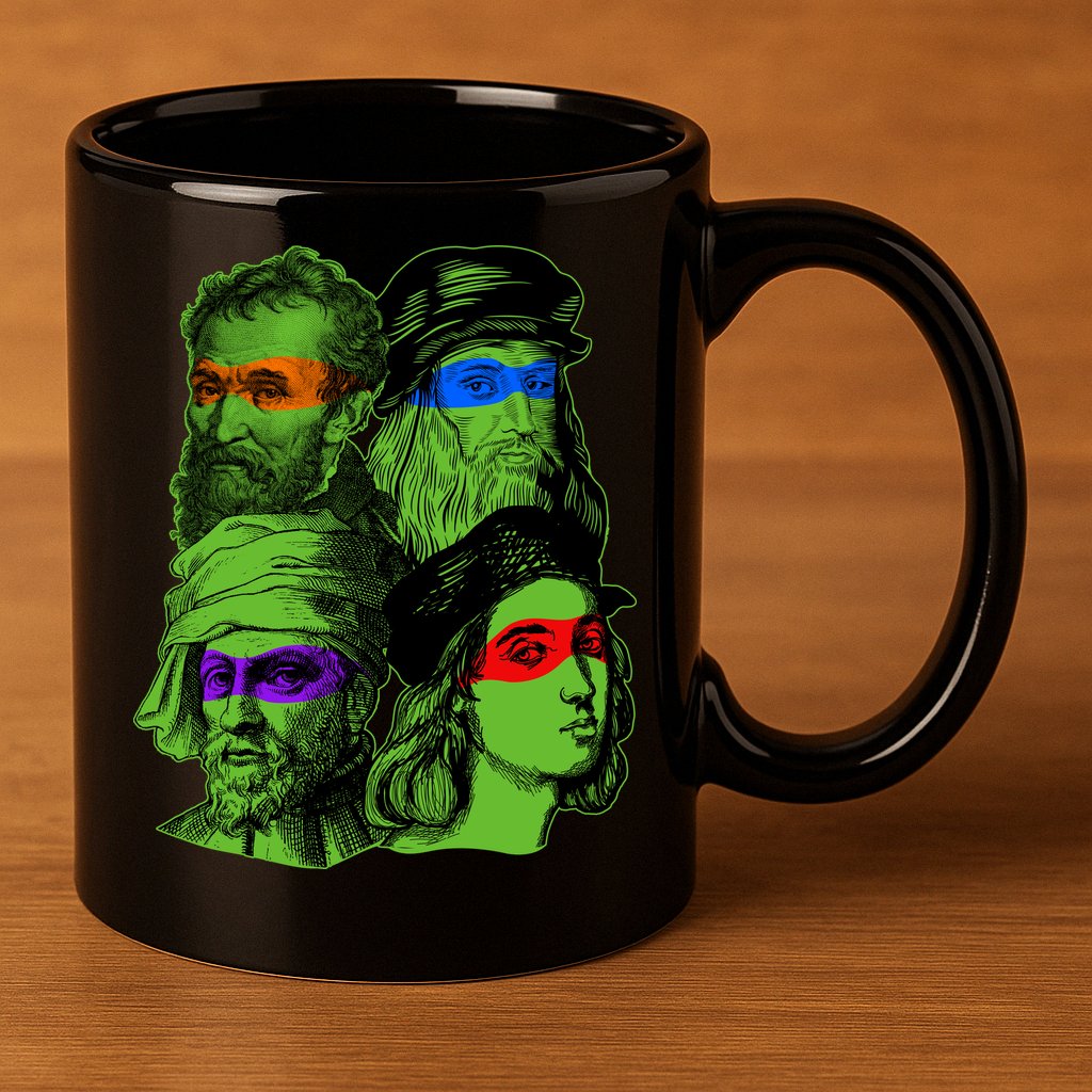 Funny Renaissance Ninja Painters 11oz C Handle Ceramic Mug