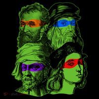 Funny Renaissance Ninja Painters Women's V-Neck T-Shirt