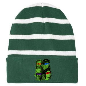 Funny Renaissance Ninja Painters Striped Beanie with Solid Band