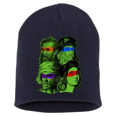 Funny Renaissance Ninja Painters Short Acrylic Beanie