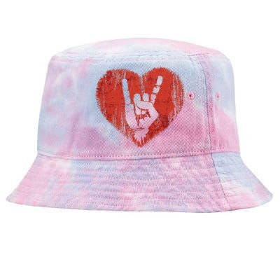 Funny Rock N Roll Music Lover Hand Horns Rock Tie-Dyed Bucket Hat