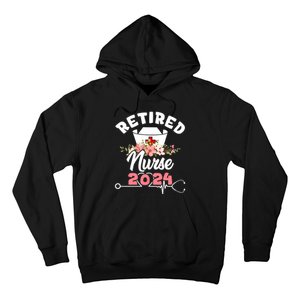 Flower Retired Nurse 2024 Floral Nursing Retirement Hoodie