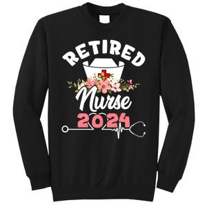 Flower Retired Nurse 2024 Floral Nursing Retirement Sweatshirt