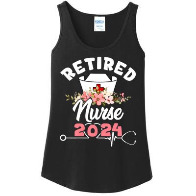 Flower Retired Nurse 2024 Floral Nursing Retirement Ladies Essential Tank