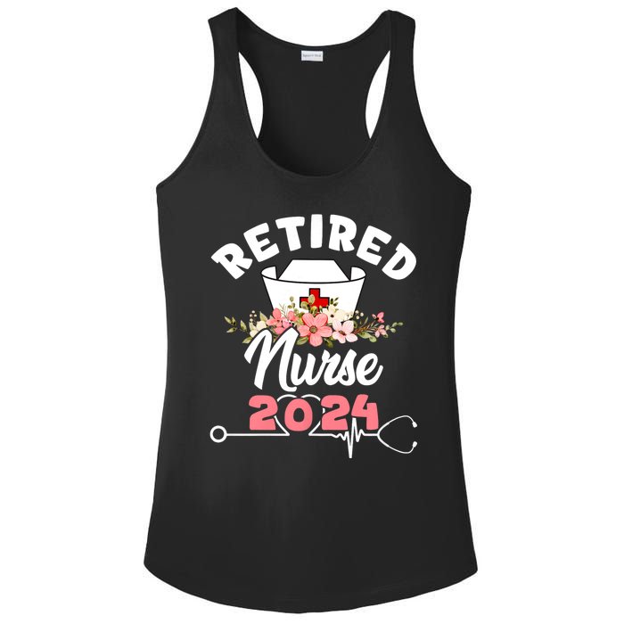 Flower Retired Nurse 2024 Floral Nursing Retirement Ladies PosiCharge Competitor Racerback Tank