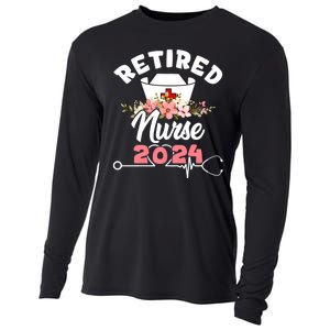 Flower Retired Nurse 2024 Floral Nursing Retirement Cooling Performance Long Sleeve Crew