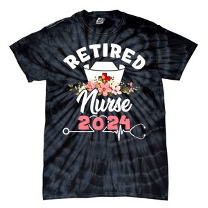 Flower Retired Nurse 2024 Floral Nursing Retirement Tie-Dye T-Shirt