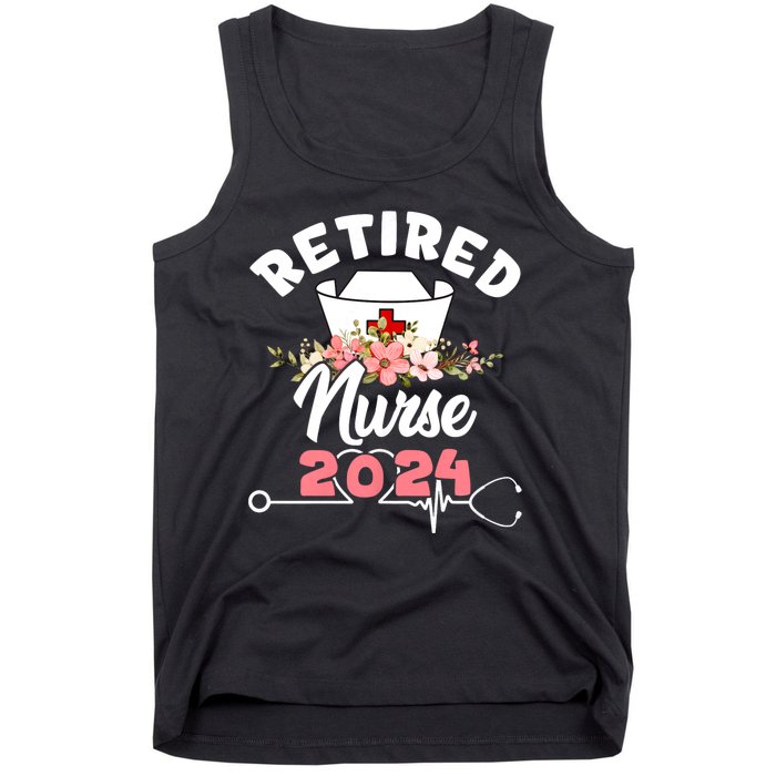 Flower Retired Nurse 2024 Floral Nursing Retirement Tank Top