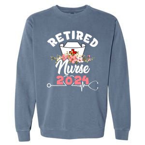 Flower Retired Nurse 2024 Floral Nursing Retirement Garment-Dyed Sweatshirt