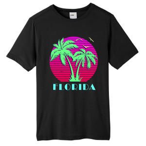 Florida Retro Neon Palm Trees Sunset Tall Fusion ChromaSoft Performance T-Shirt