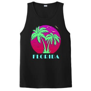 Florida Retro Neon Palm Trees Sunset PosiCharge Competitor Tank