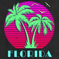 Florida Retro Neon Palm Trees Sunset Hat