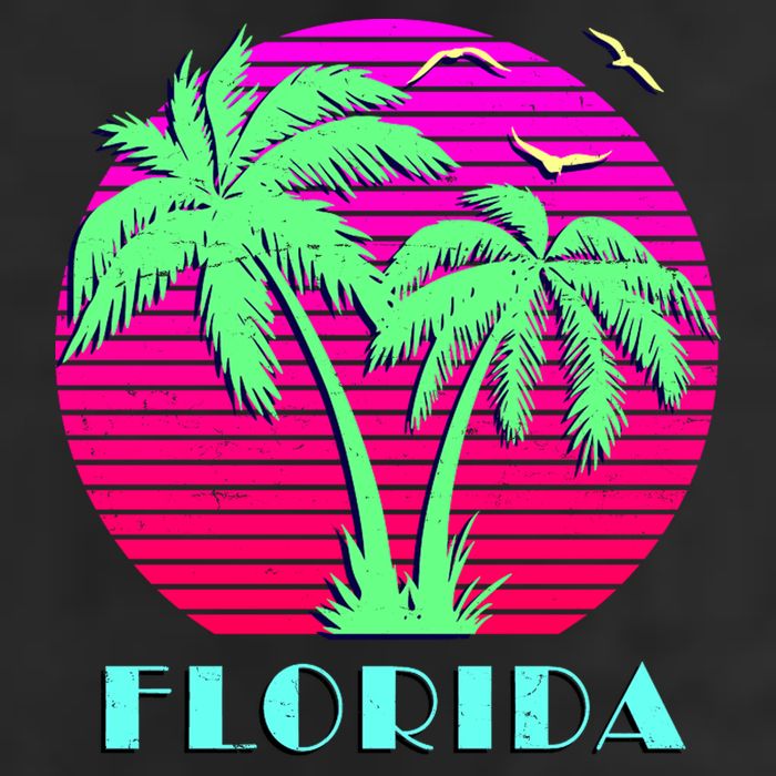 Florida Retro Neon Palm Trees Sunset Hat