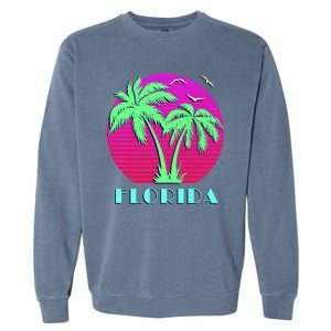 Florida Retro Neon Palm Trees Sunset Garment-Dyed Sweatshirt