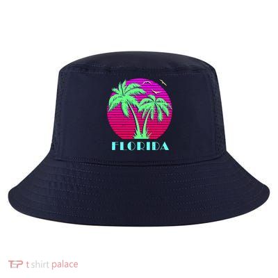 Florida Retro Neon Palm Trees Sunset Cool Comfort Performance Bucket Hat