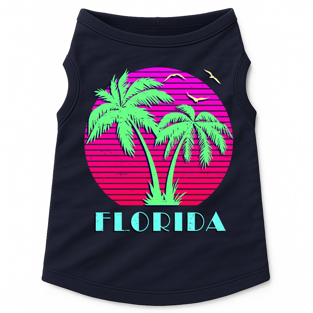 Florida Retro Neon Palm Trees Sunset Doggie Tank