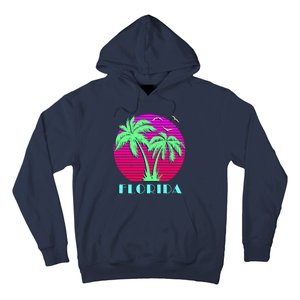 Florida Retro Neon Palm Trees Sunset Hoodie