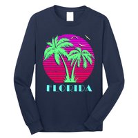 Florida Retro Neon Palm Trees Sunset Long Sleeve Shirt