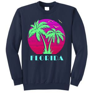 Florida Retro Neon Palm Trees Sunset Sweatshirt