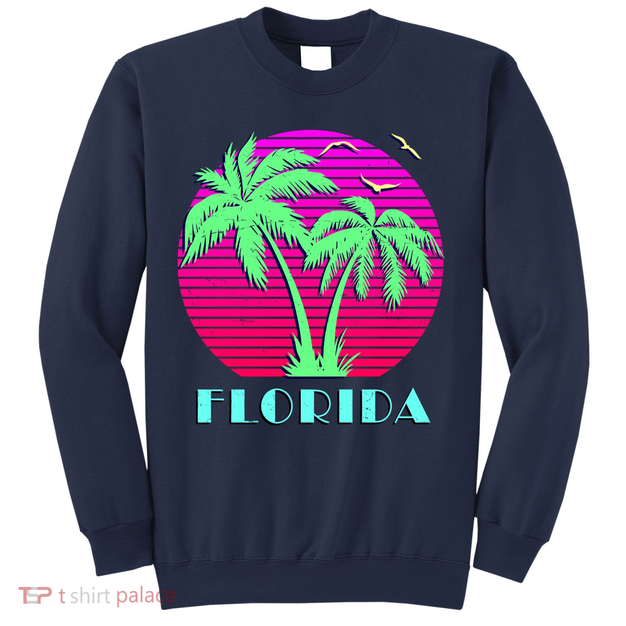 Florida Retro Neon Palm Trees Sunset Sweatshirt