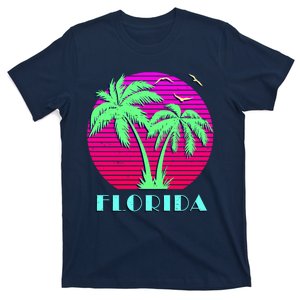 Florida Retro Neon Palm Trees Sunset T-Shirt