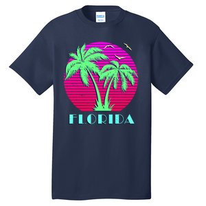 Florida Retro Neon Palm Trees Sunset Tall T-Shirt